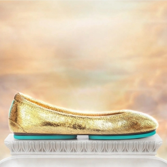 New Limited Edition Theia Shimmery Gold Tieks with Box & Topper - Picture 1 of 10